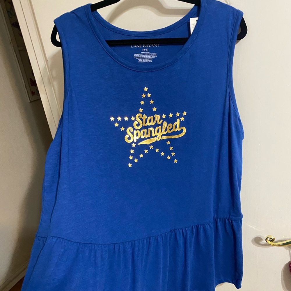 18/20 Lane Bryant Blue Star Spangled Patriot Peplum shirt